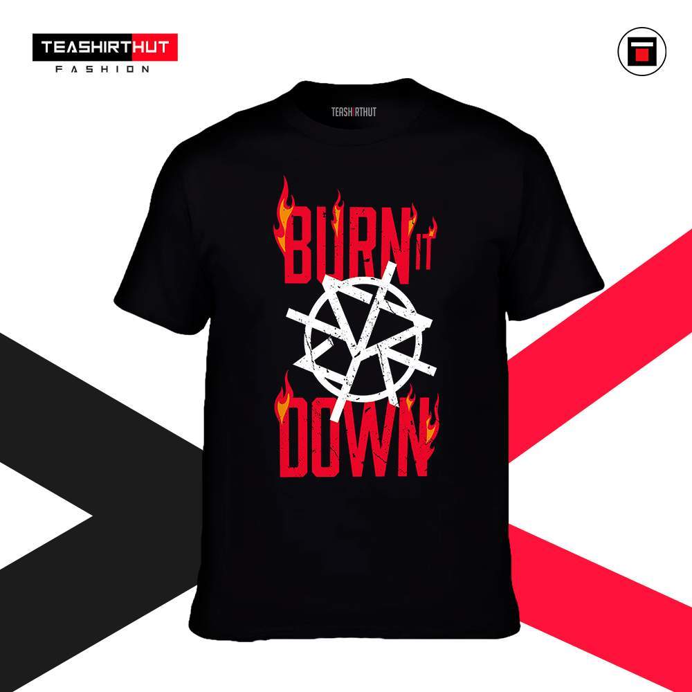 Seth Rollins Burn It Down Exclusive WWE Black Cotton T-shirt - Teashirthut